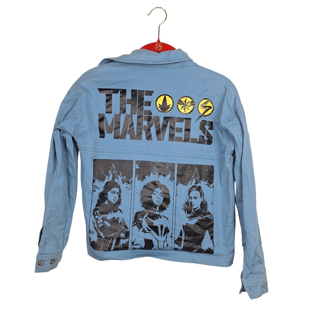 Disney Marvel Studios The Marvels Blue Cotton Chore Jacket Logo Junior's Size 13